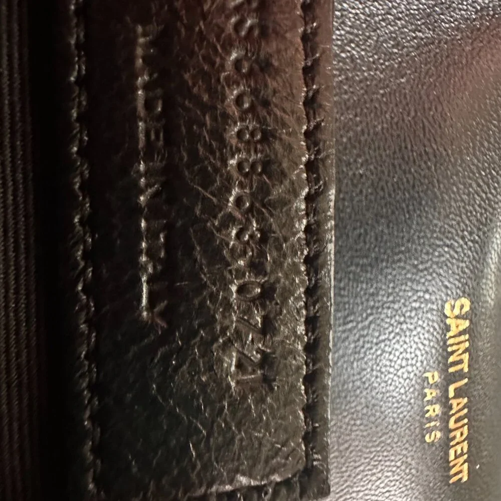 YSL Black and White Lambskin Gaby Satchel Bag - Picture 12 of 12